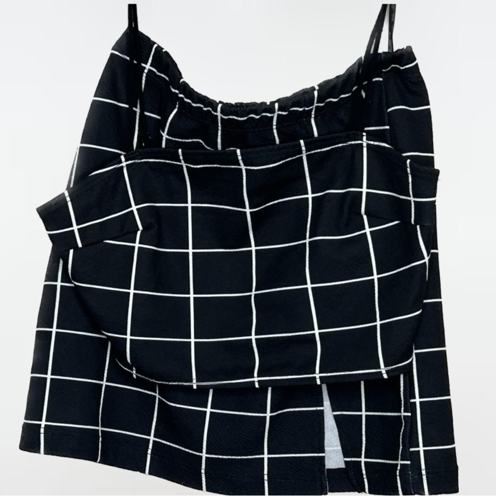 SHEIN women’s bw grid crop cami and mini skirt set